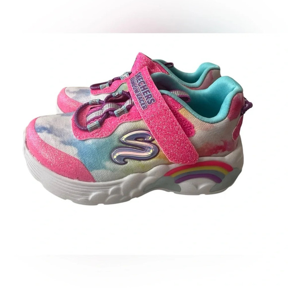 NWOT Skechers Girls Light Up Athletic Shoes in Pink/Multi Colors size 7c - Picture 3 of 7